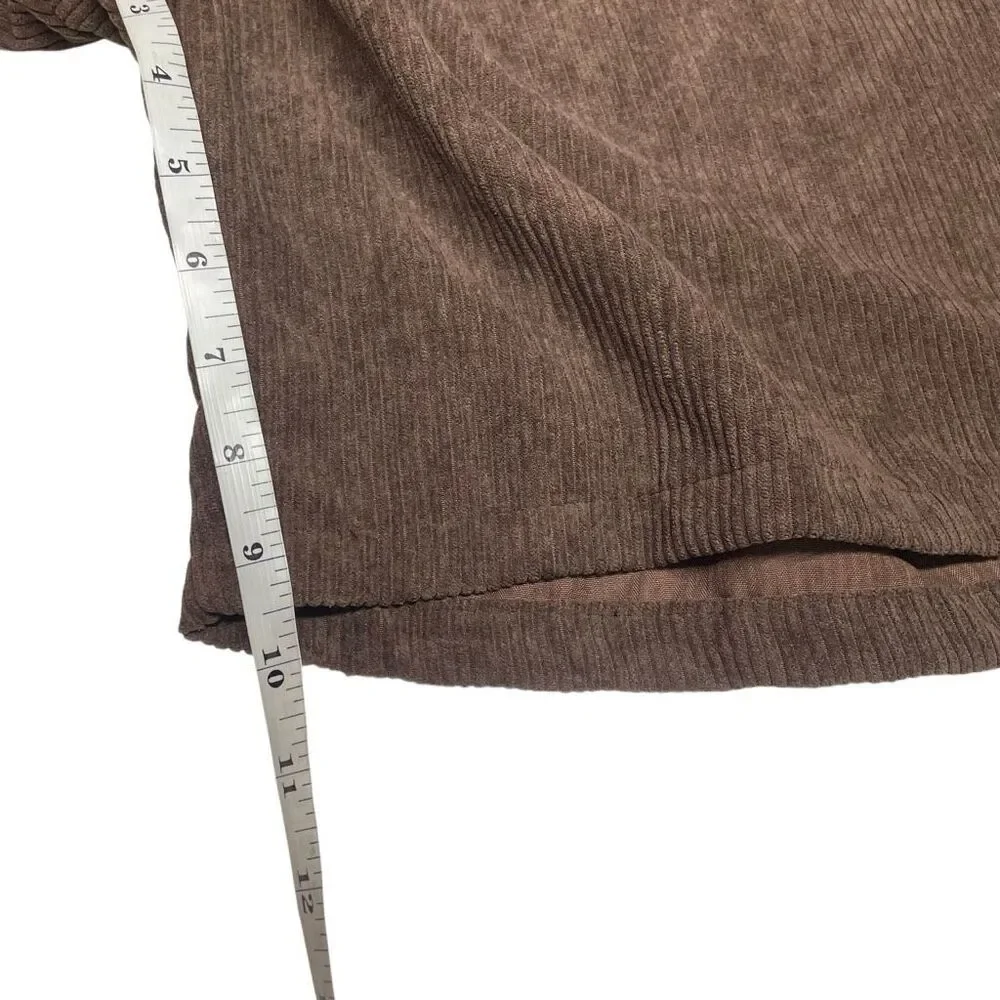 Brown Corduroy Wide Leg Bermuda Shorts N0590